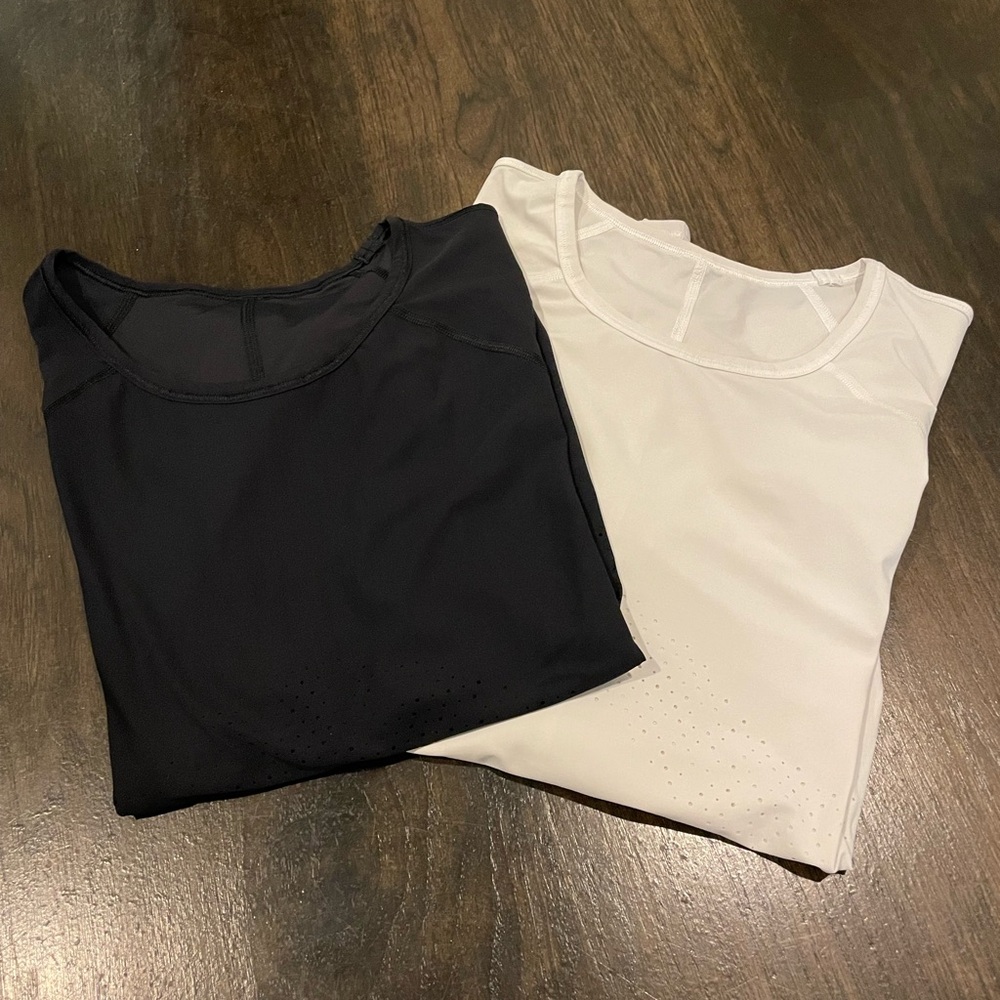Lulu  Black and White Tops,  long sleeve